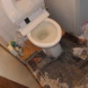 池田市 トイレつまり/下水道配管高圧洗浄清掃、便器溢れ後床掃除